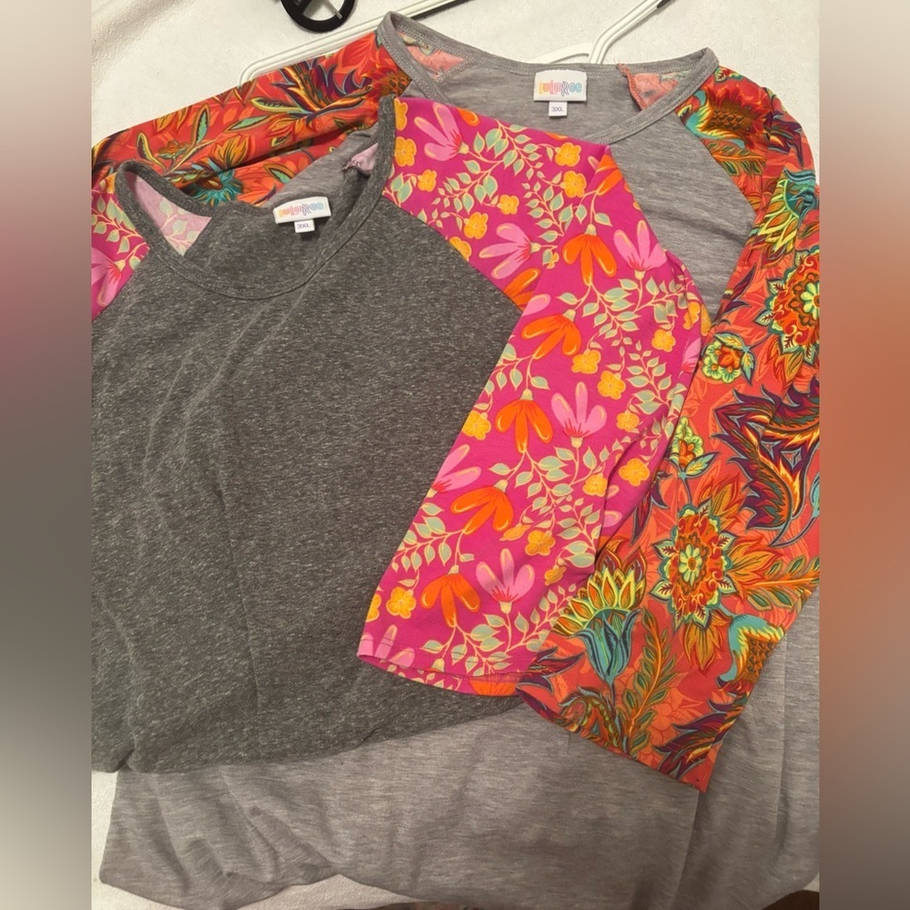 2 Lularoe colorful sleeve Tshirts 3XL